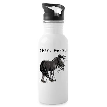 Süßes Shire Horse - Trinkflasche mit integriertem Trinkhalm - Weiß - Rechts