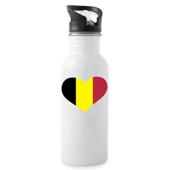 Belgien Herz; Heart Belgium - Gourde avec paille intégrée - blanc - Droite