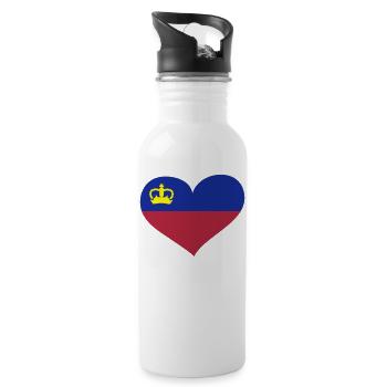 Liechtenstein Herz; Heart Liechtenstein - Trinkflasche mit integriertem Trinkhalm - Weiß - Rechts
