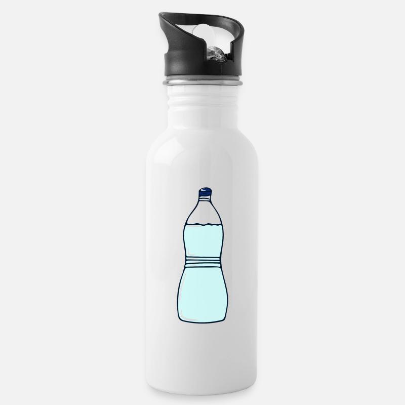 Flasche - Trinkflasche mit integriertem Trinkhalm - Weiß
