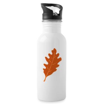 Eiche - Eichenblatt - Herbst - Trinkflasche mit integriertem Trinkhalm - Weiß - Rechts