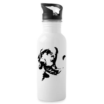 Bayerischer Gebirgsschweißhund Kopf - Trinkflasche mit integriertem Trinkhalm - Weiß - Rechts