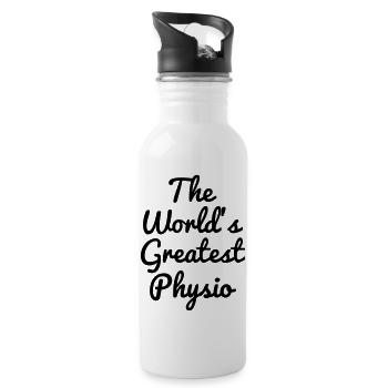 Krankengymnast / Krankengymnastin / Physio / - Trinkflasche mit integriertem Trinkhalm - Weiß - Rechts