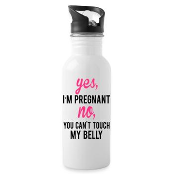 Yes I Am Pregnant No You Can't Touch My Belly - Water bottle with straw - white - Right