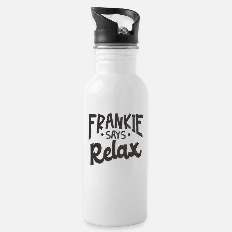 Frankie Says Relax - Trinkflasche mit integriertem Trinkhalm - Weiß