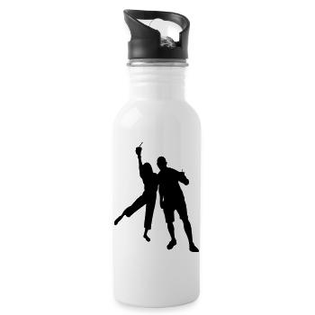 couple silhouette design - Trinkflasche mit integriertem Trinkhalm - Weiß - Rechts