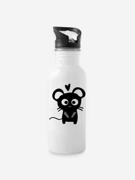 rat mignon - Gourde avec paille intégrée - blanc