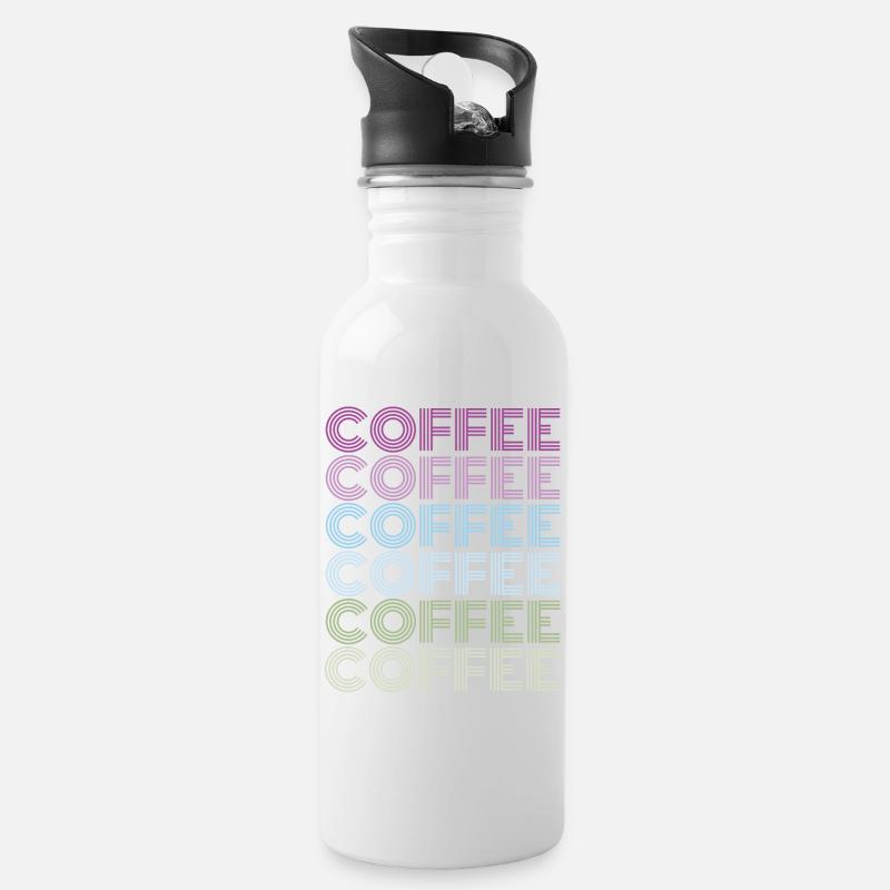 coffee kaffee - Trinkflasche mit integriertem Trinkhalm - Weiß