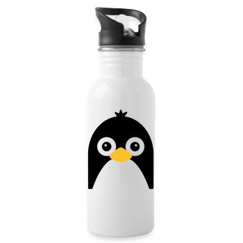 Visage de pingouin mignon - Gourde avec paille intégrée - blanc - Droite