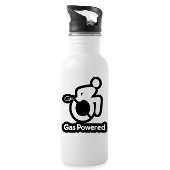 Gas powered wheelchair user. Humour # - Water bottle with straw - white - Right