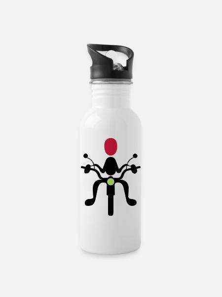 motorcyclist - Water bottle with straw - white