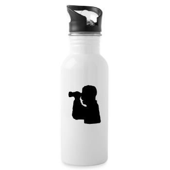 Watching binoculars silhouette - Water bottle with straw - white - Right