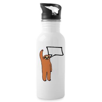 Sloth - insert your text into the speech bubble - Water bottle with straw - white - Right