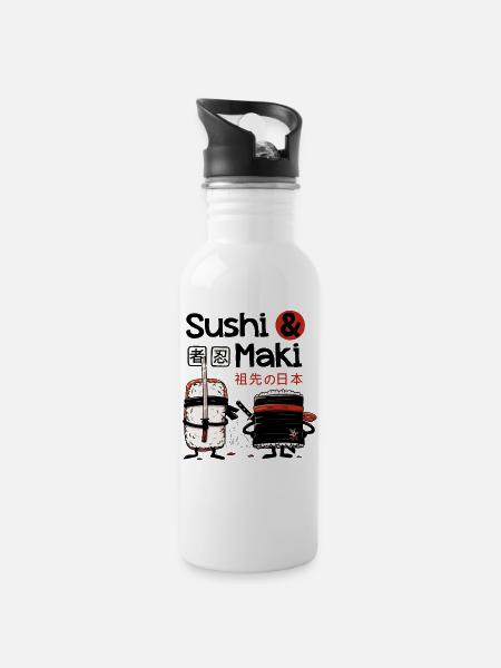 Sushi & Maki - Gourde avec paille intégrée - blanc