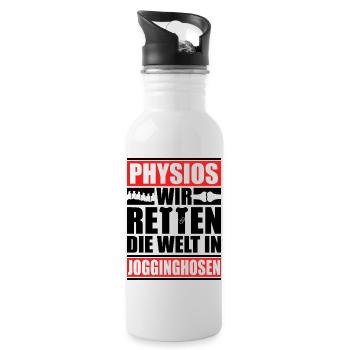 Physiotherapeut Geschenk Physiotherapie - Trinkflasche mit integriertem Trinkhalm - Weiß - Rechts