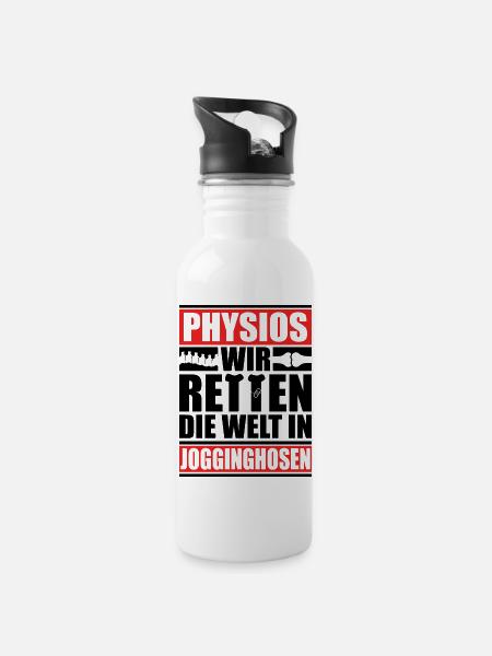 Physiotherapeut Geschenk Physiotherapie - Trinkflasche mit integriertem Trinkhalm - Weiß