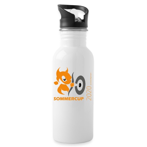 Sommercup orange Schrift - Trinkflasche mit integriertem Trinkhalm