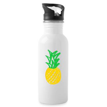 Ananas - Trinkflasche mit integriertem Trinkhalm - Weiß - Rechts