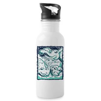 Team Pflanzenfresser - Trinkflasche mit integriertem Trinkhalm - Weiß - Rechts