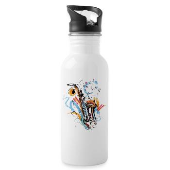 Saxophone Painting - Trinkflasche mit integriertem Trinkhalm - Weiß - Rechts