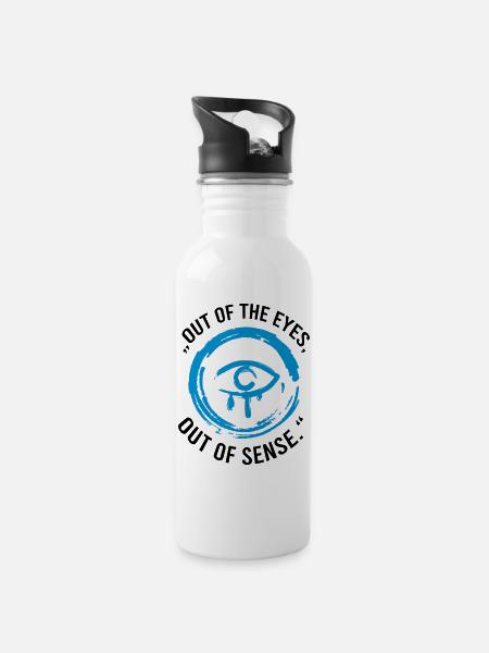 Out of the eyes, out of sense - Water bottle with straw - white