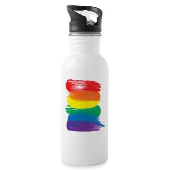 Pride-Malstriche - Pride-Regenbogenfahne - Trinkflasche mit integriertem Trinkhalm - Weiß - Rechts