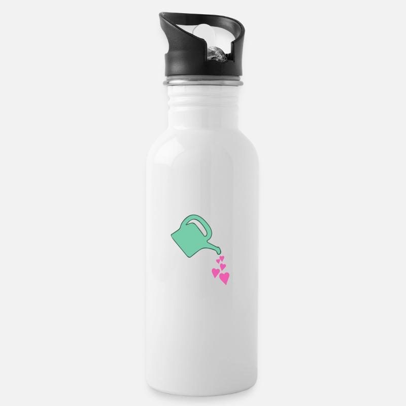 Gießkanne - Trinkflasche mit integriertem Trinkhalm - Weiß