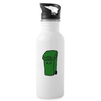 Müll - Trinkflasche mit integriertem Trinkhalm - Weiß - Rechts