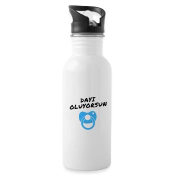 Dayi oluyorsun blue turkish you become uncle - Water bottle with straw - white - Right
