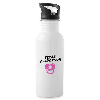 Teyze oluyorsun pink türkisch Du wirst Tante - Trinkflasche mit integriertem Trinkhalm - Weiß - Rechts