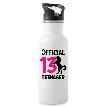 13th birthday 13 years teenager gift girl - Water bottle with straw - white - Right