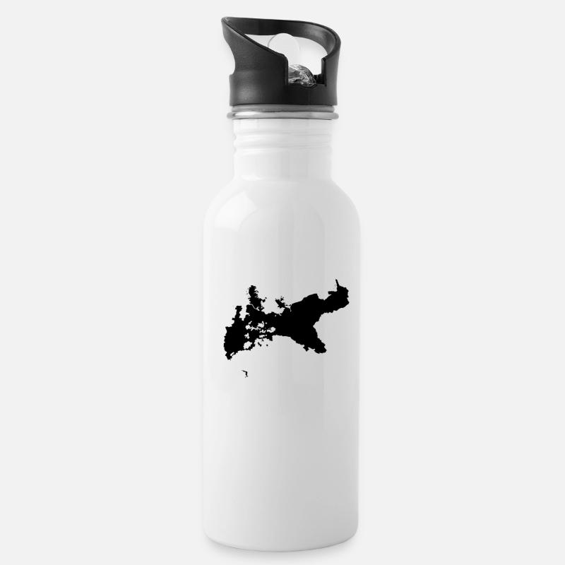 Silhouette Preußens - Trinkflasche mit integriertem Trinkhalm - Weiß