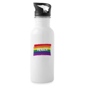 Mensch lgbtq+ logo - Trinkflasche mit integriertem Trinkhalm - Weiß - Rechts