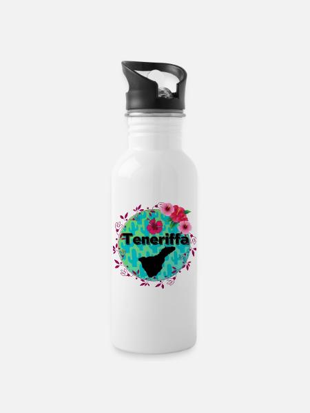 Fleurs de Tenerife - Gourde avec paille intégrée - blanc
