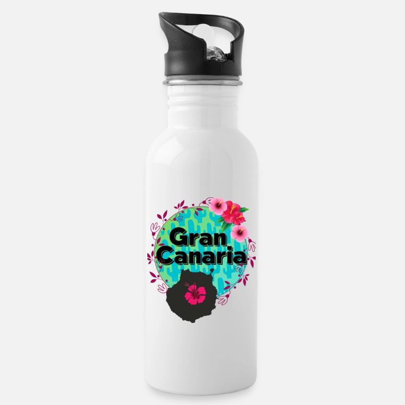 Fleur de Gran Canaria - Gourde avec paille intégrée - blanc