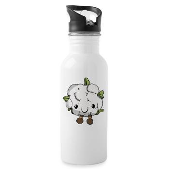 Süßer Blumenkohl - Trinkflasche mit integriertem Trinkhalm - Weiß - Rechts