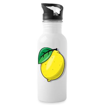 Zitrone - Trinkflasche mit integriertem Trinkhalm - Weiß - Rechts