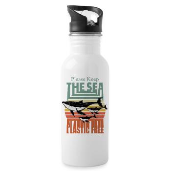 Environmental protection, animal welfare - Water bottle with straw - white - Right