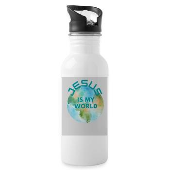 JESUS IS MY WORLD - Water bottle with straw - white - Right