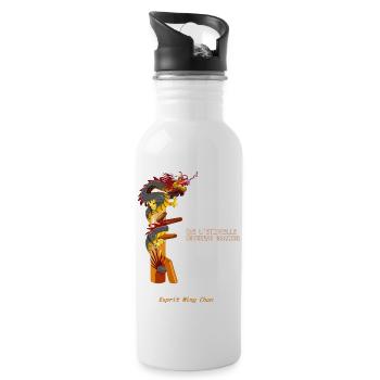 wing chun dragon - Water bottle with straw - white - Right