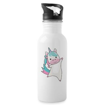 Licorne magique licorne rose kawaii animaux - Gourde avec paille intégrée - blanc - Droite