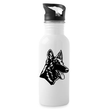Hollandse Herder Kopf - Trinkflasche mit integriertem Trinkhalm - Weiß - Rechts