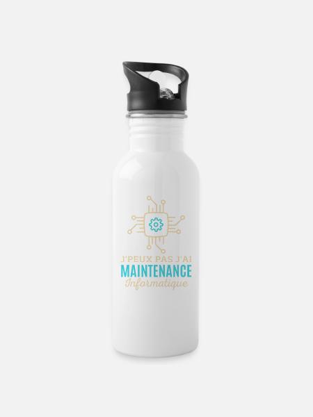 Maintenance informatique - Gourde avec paille intégrée - blanc