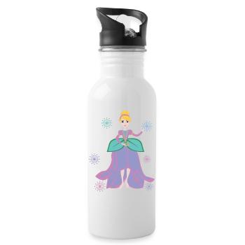 Prinzessinnen-Fantasie mit Blumenherz - Trinkflasche mit integriertem Trinkhalm - Weiß - Rechts