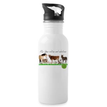 Leben achten und schützen 2 - Trinkflasche mit integriertem Trinkhalm - Weiß - Rechts