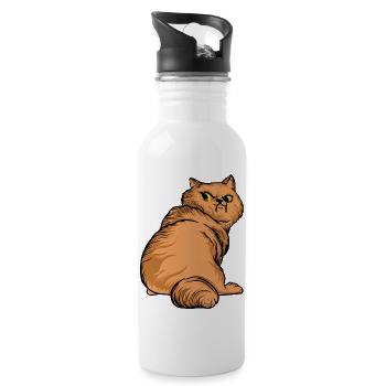 Lustige Katzen 24 - Trinkflasche mit integriertem Trinkhalm - Weiß - Rechts