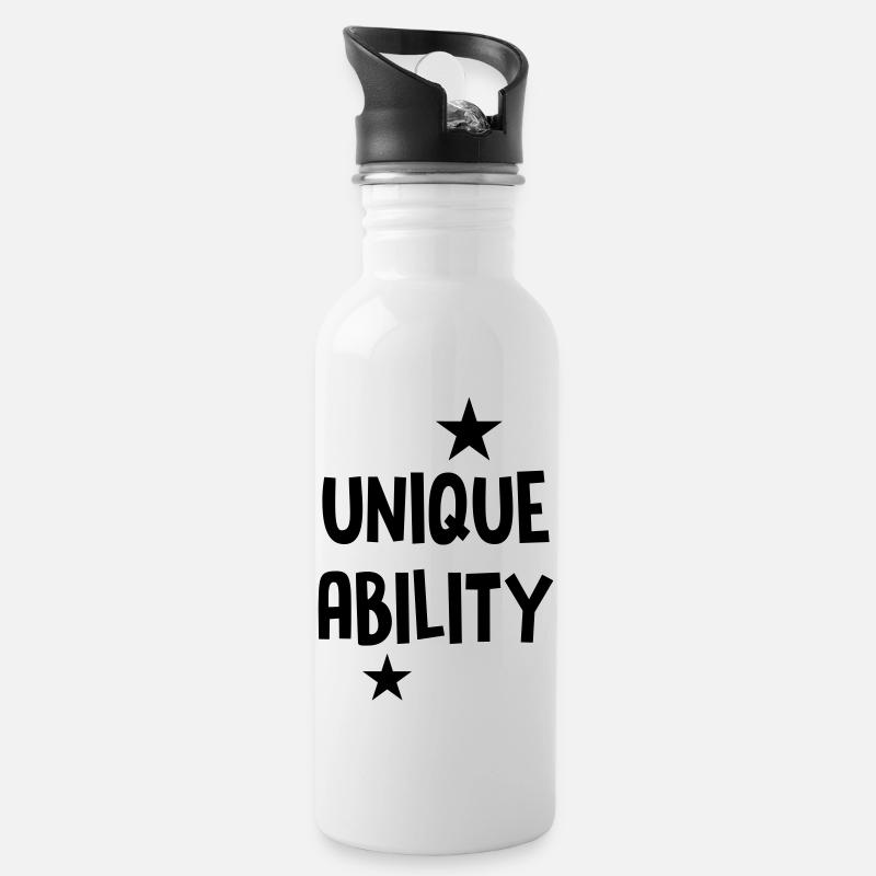 Unique ability - Water bottle with straw - white