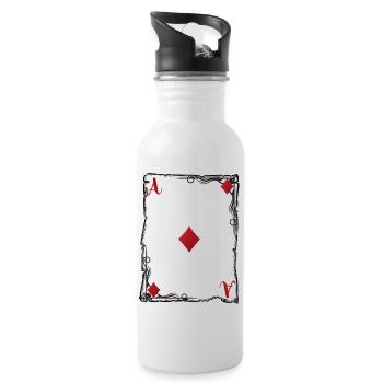 Das Karo-Ass. - Trinkflasche mit integriertem Trinkhalm - Weiß - Rechts