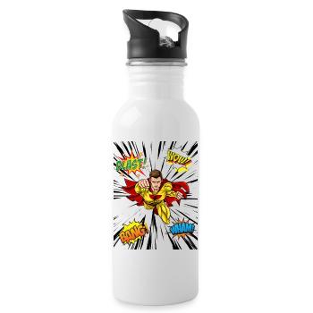 Superhero - Water bottle with straw - white - Right