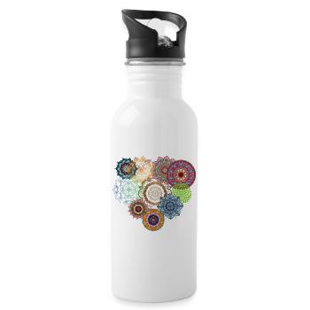 Mandala Love - Water bottle with straw - white - Right